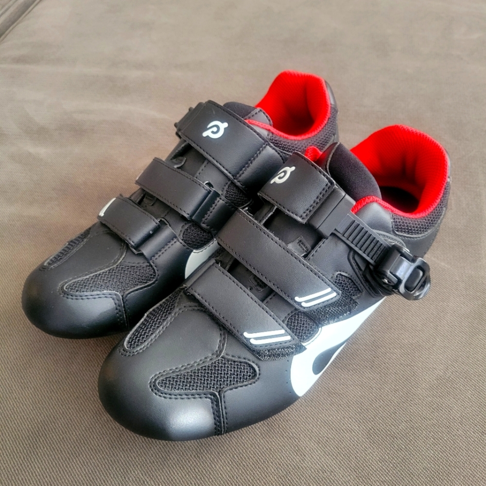 Peloton Cycling Shoes With Cleats Size 40 Black Red Womens 9 Mens 7 Spin Bike